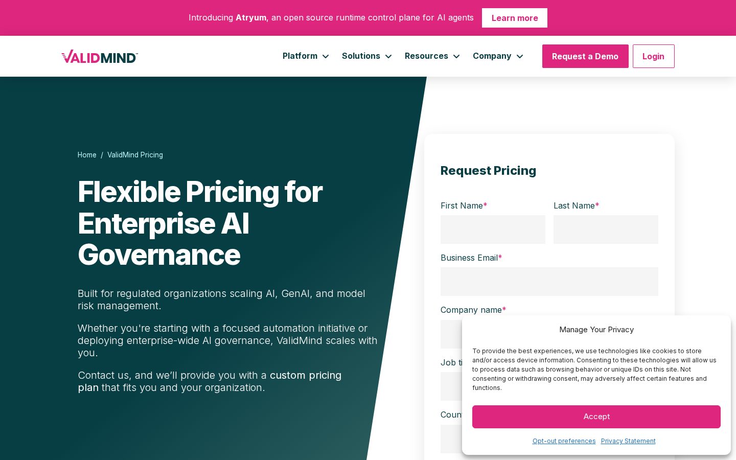 ValidMind Pricing