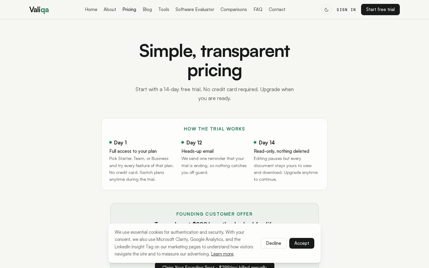 Valiqa Pricing