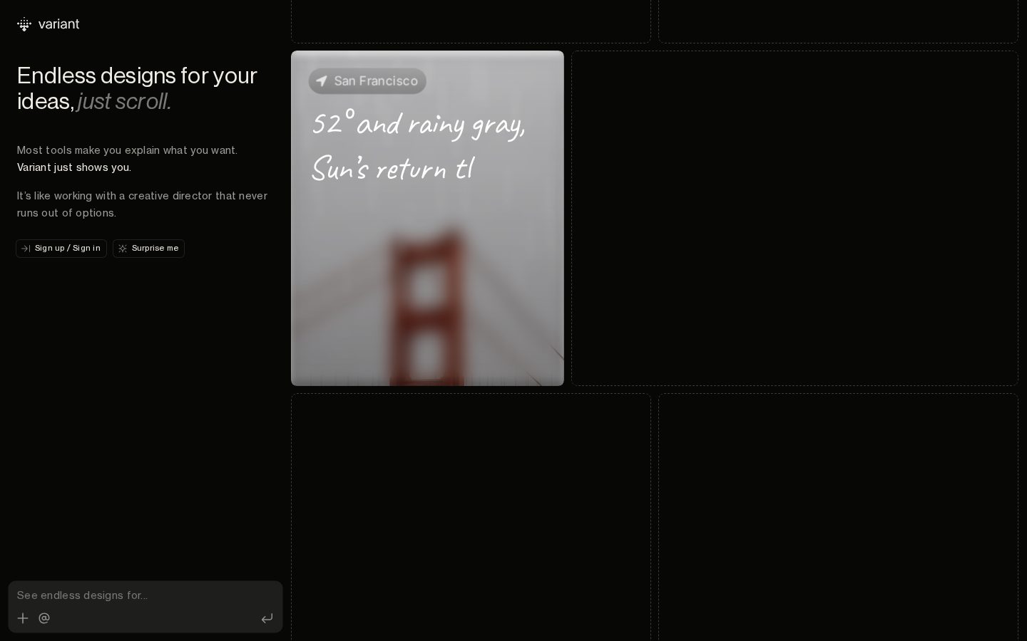 Variant AI Homepage