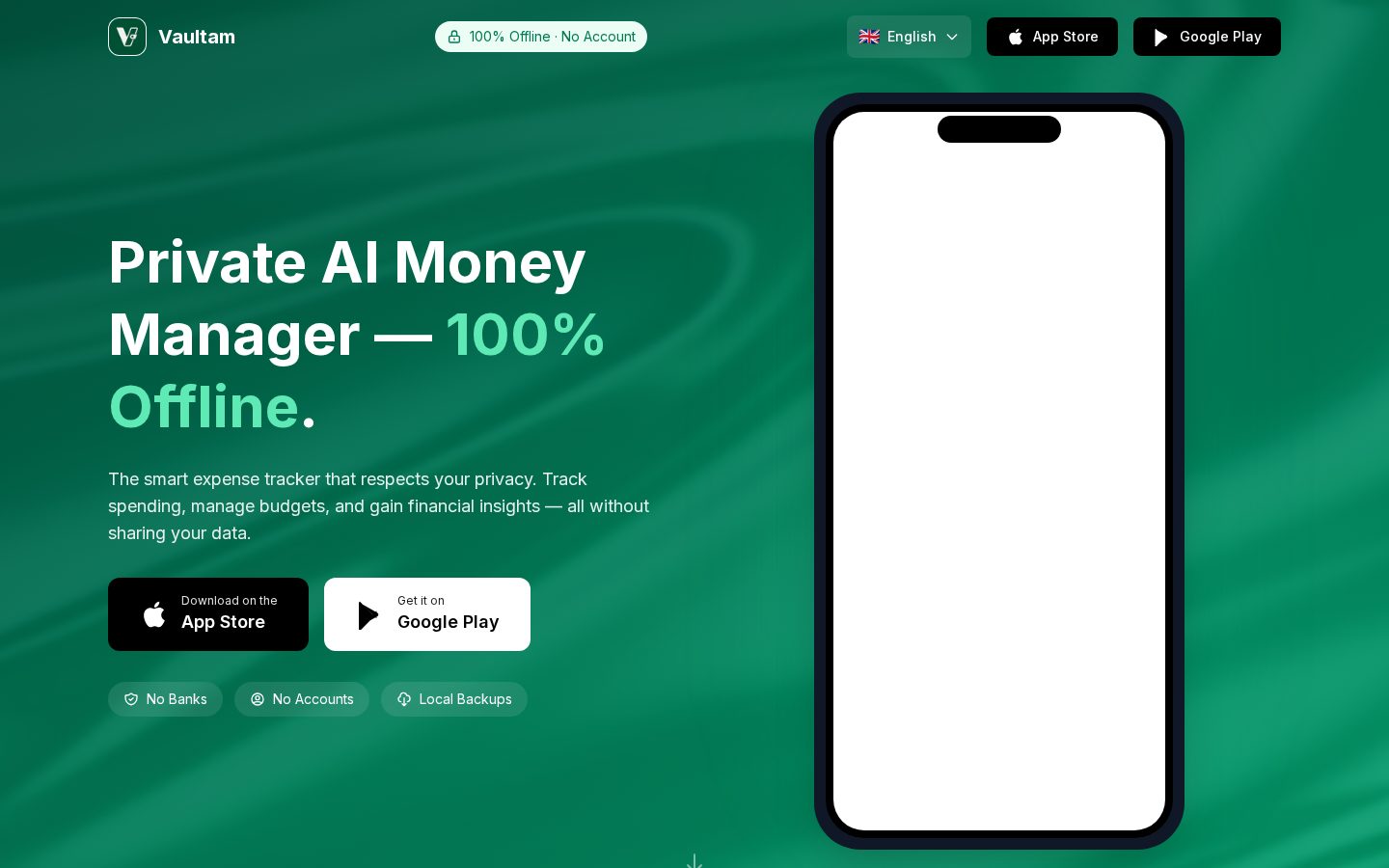 Vaultam Homepage