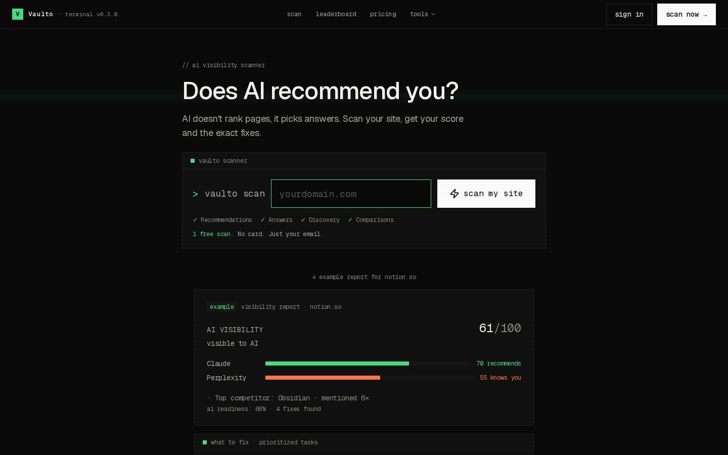Vaulto Homepage