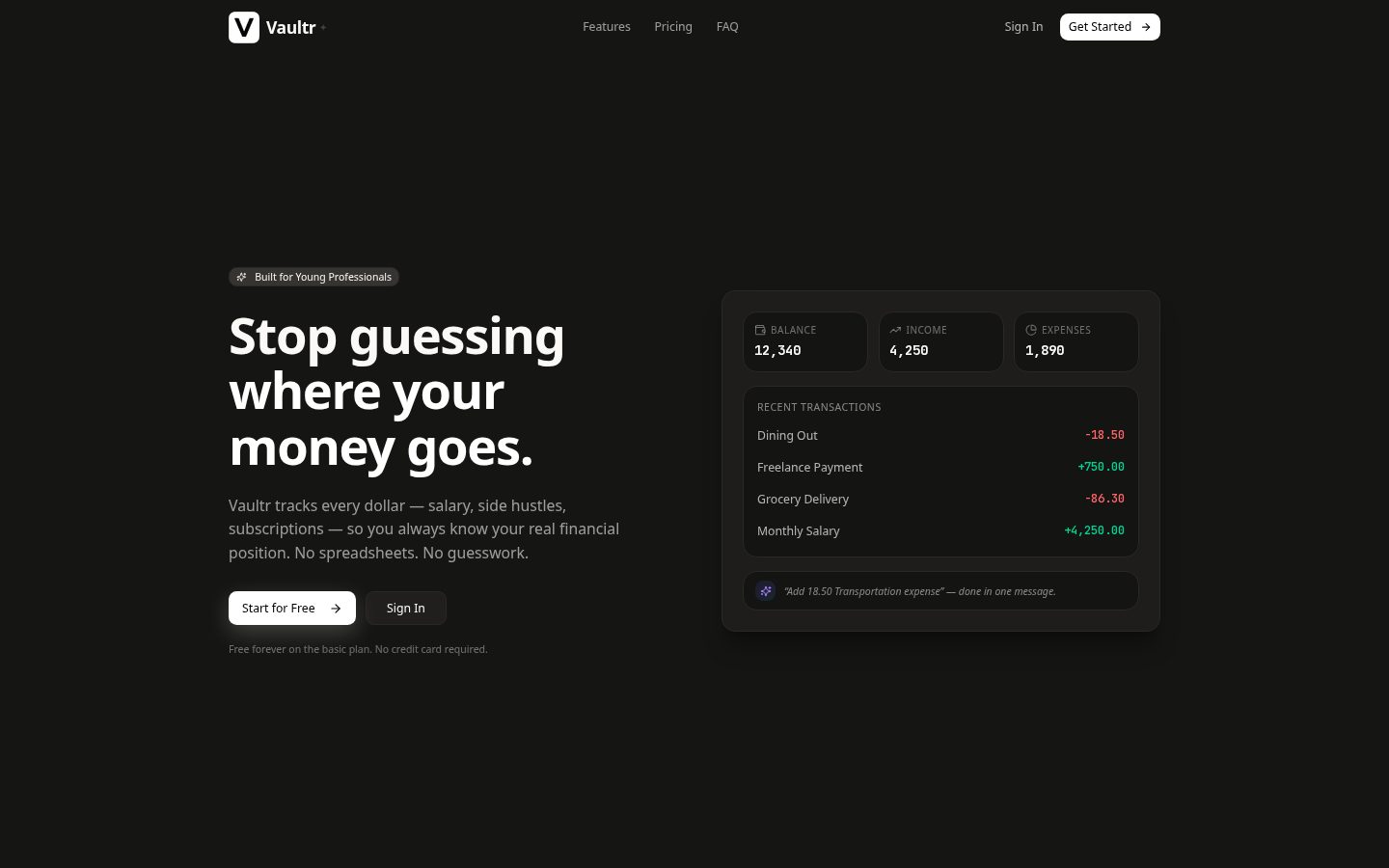 Vaultr Homepage