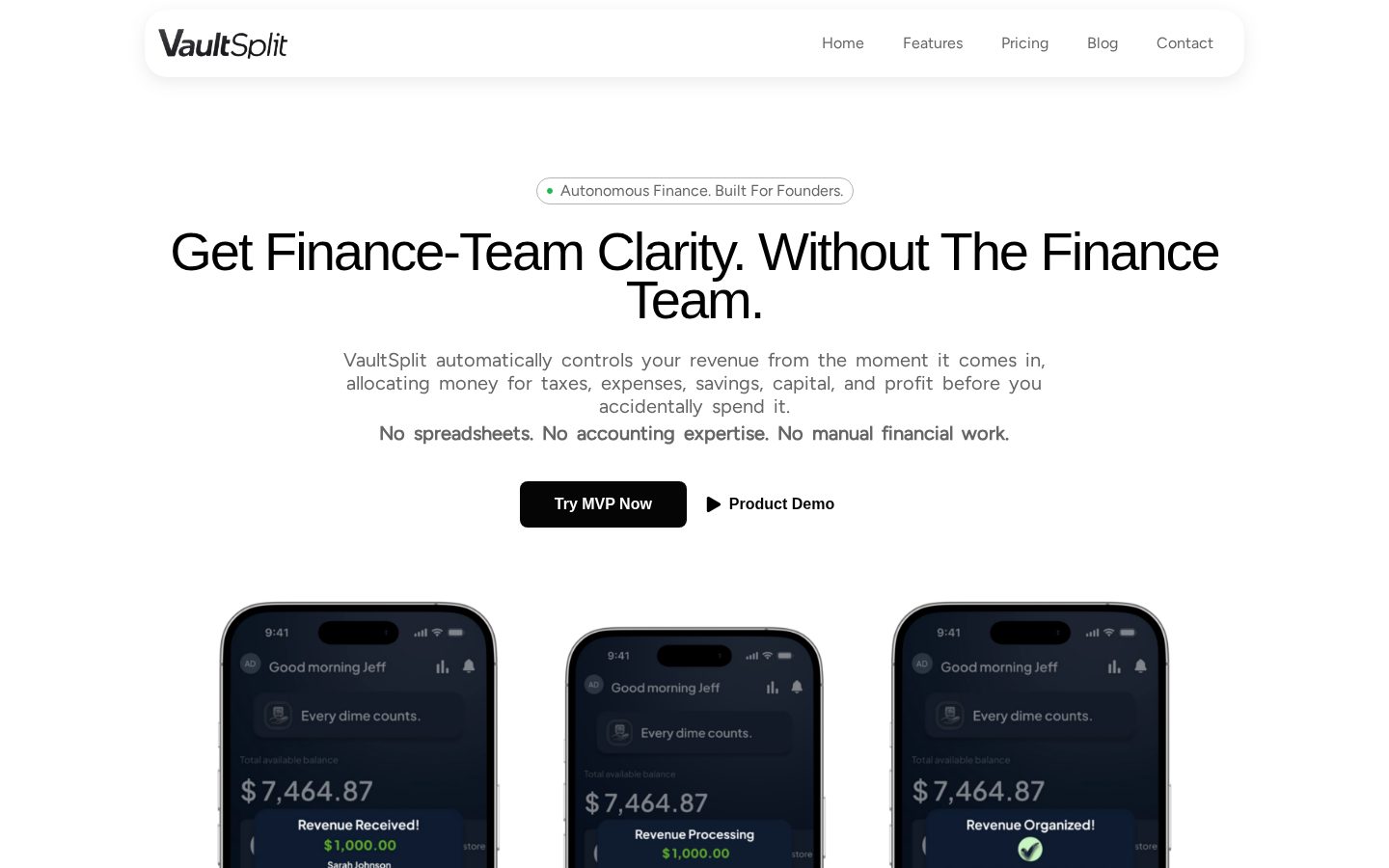 VaultSplit- Your AI CFO Homepage