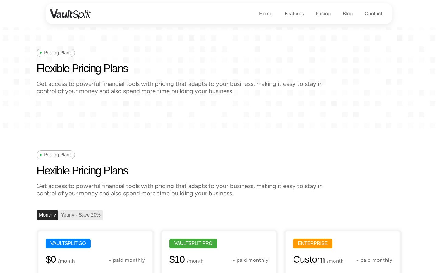 VaultSplit- Your AI CFO Pricing