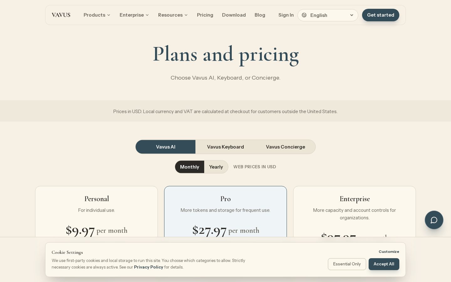 Vavus AI Pricing