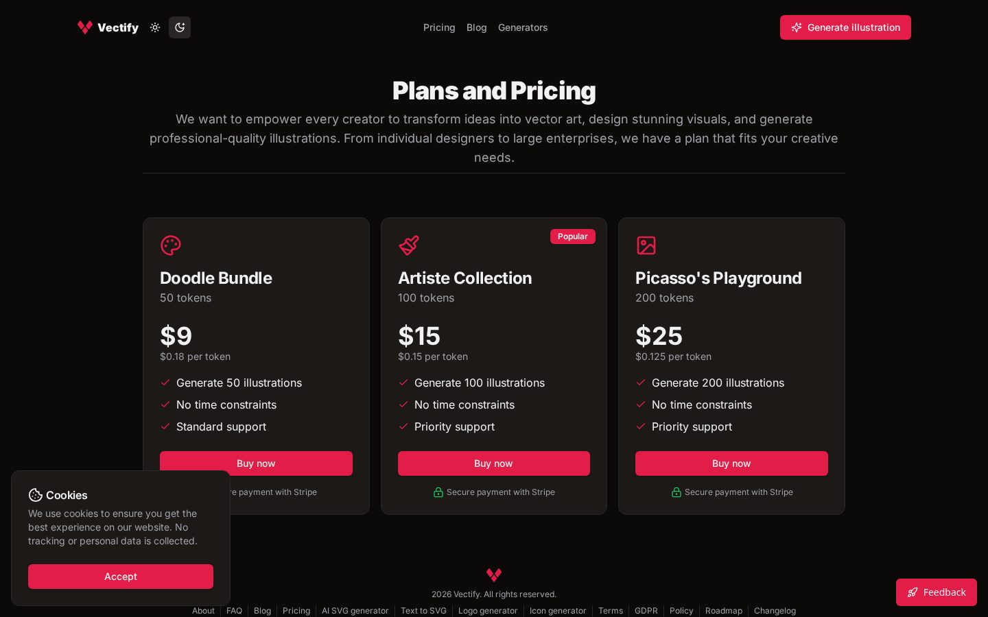 Vectify Pricing