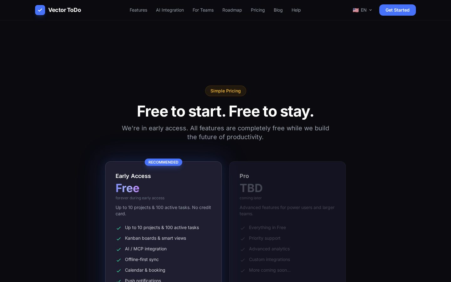 Vector ToDo Pricing