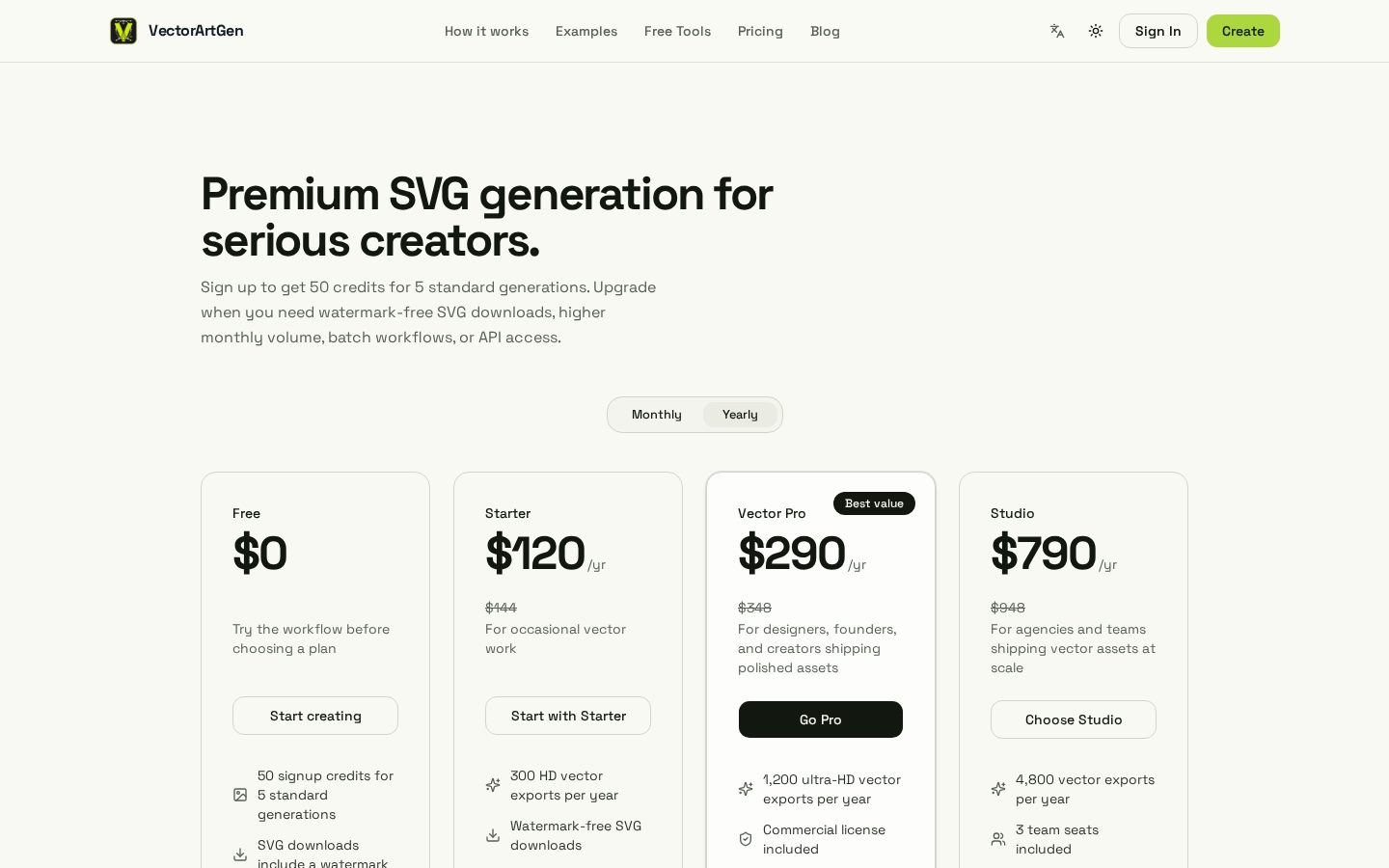 VectorArtGen Pricing