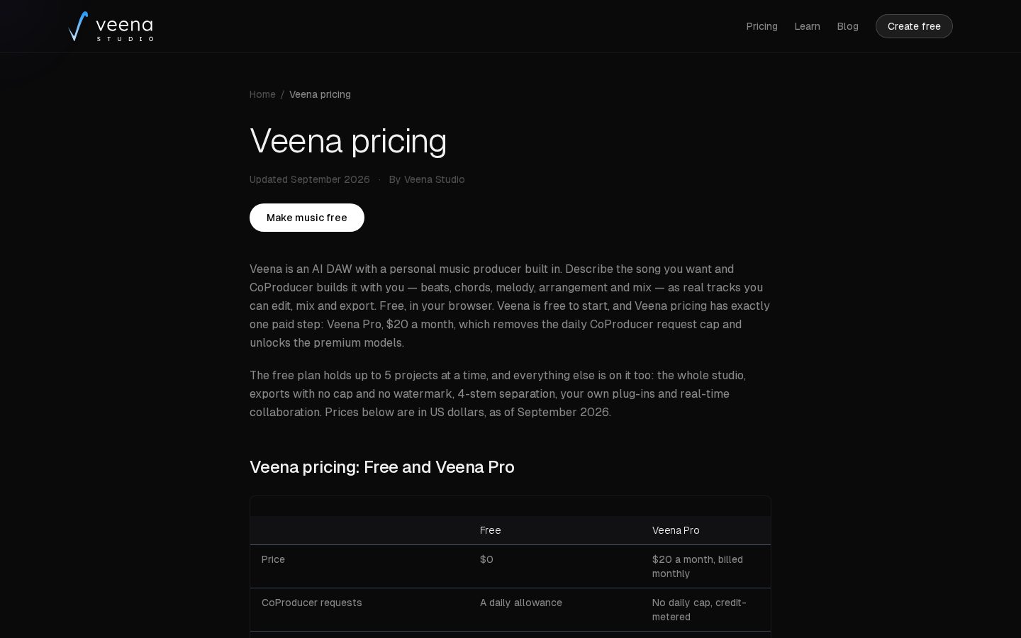 Veena Pricing