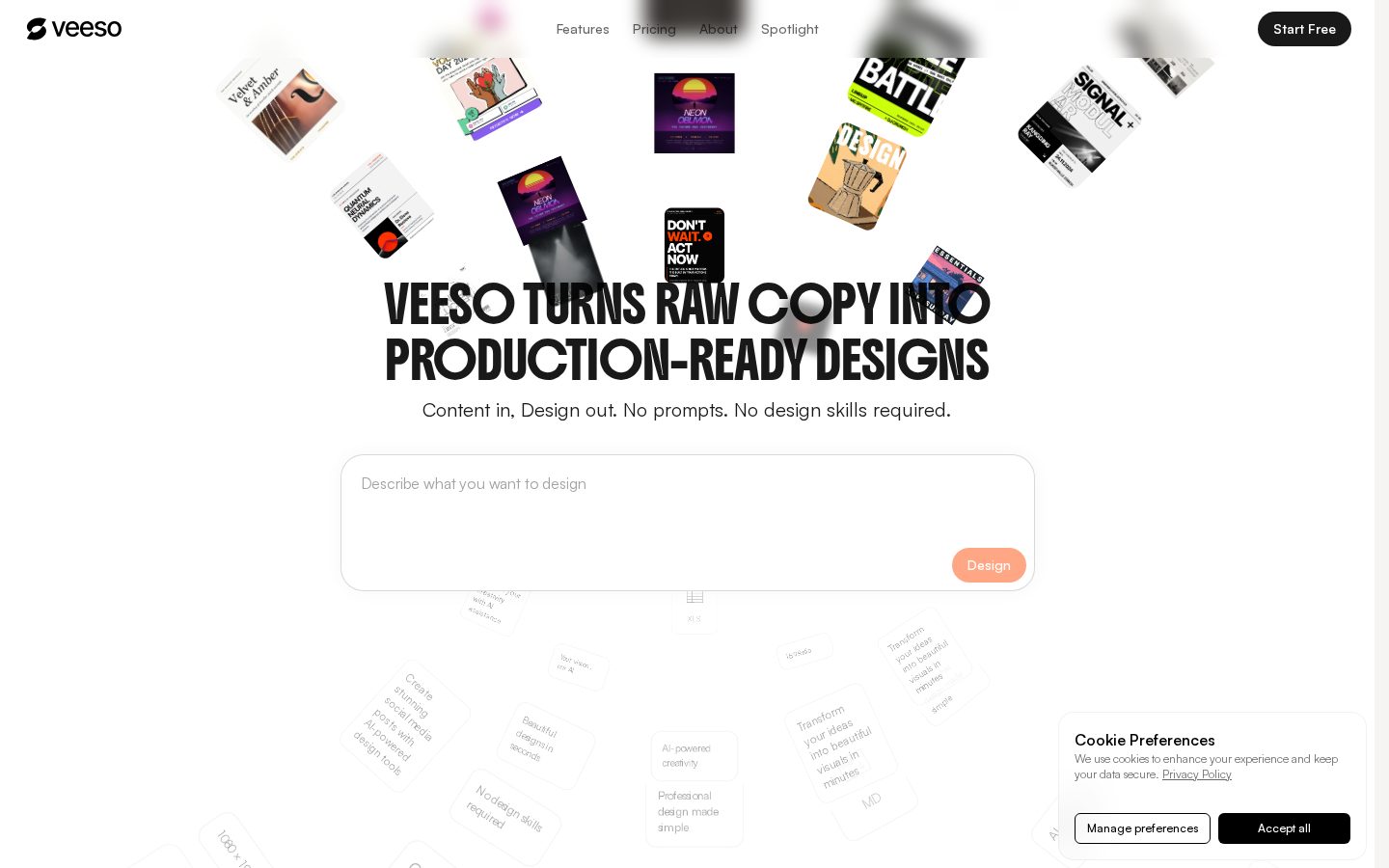 Veeso AI Homepage