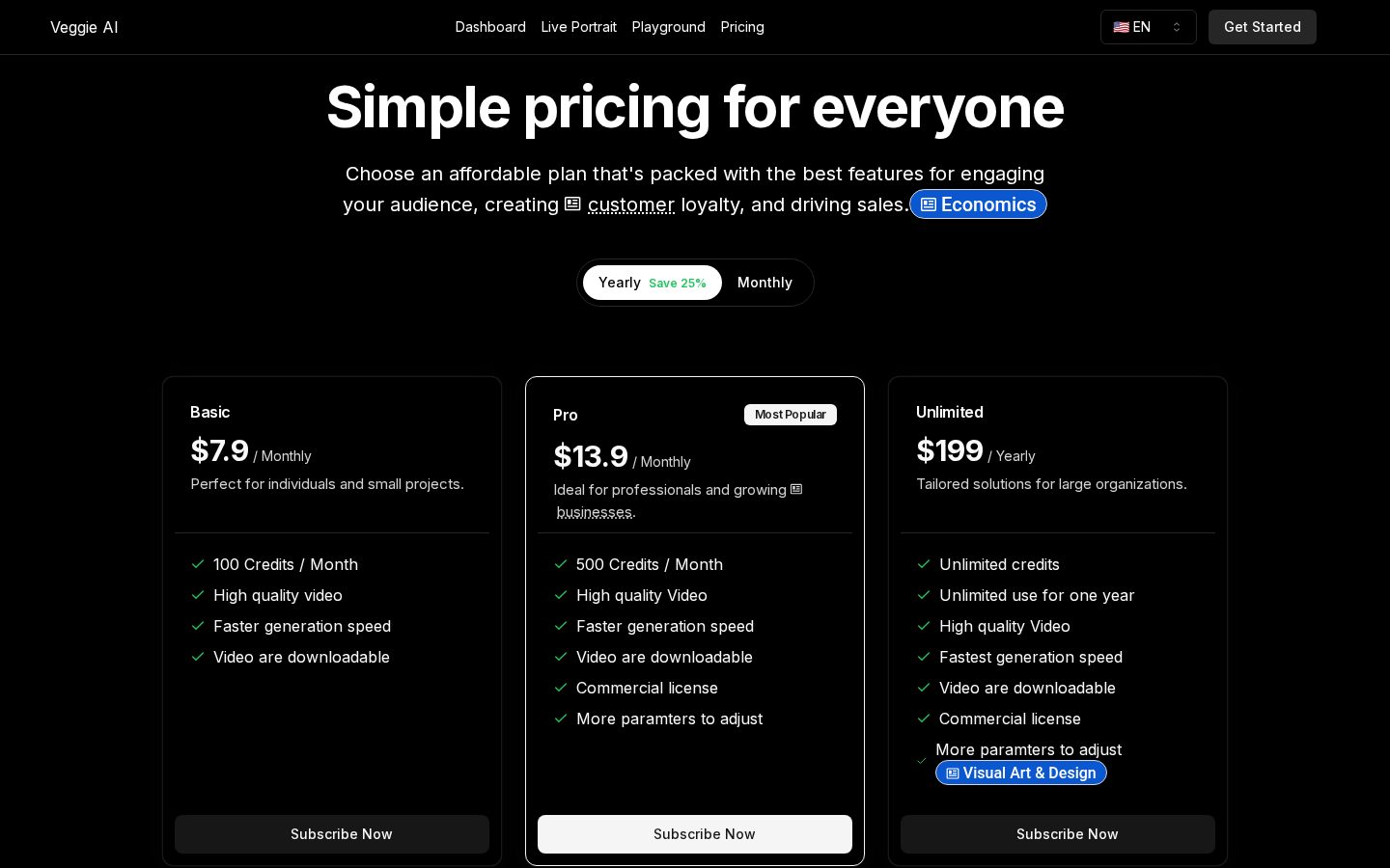 Veggie AI Pricing