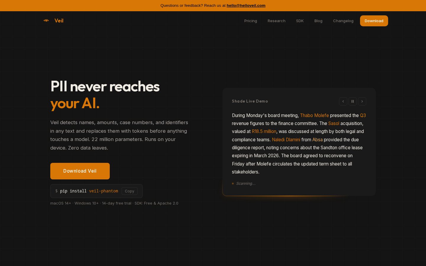 Veil Homepage