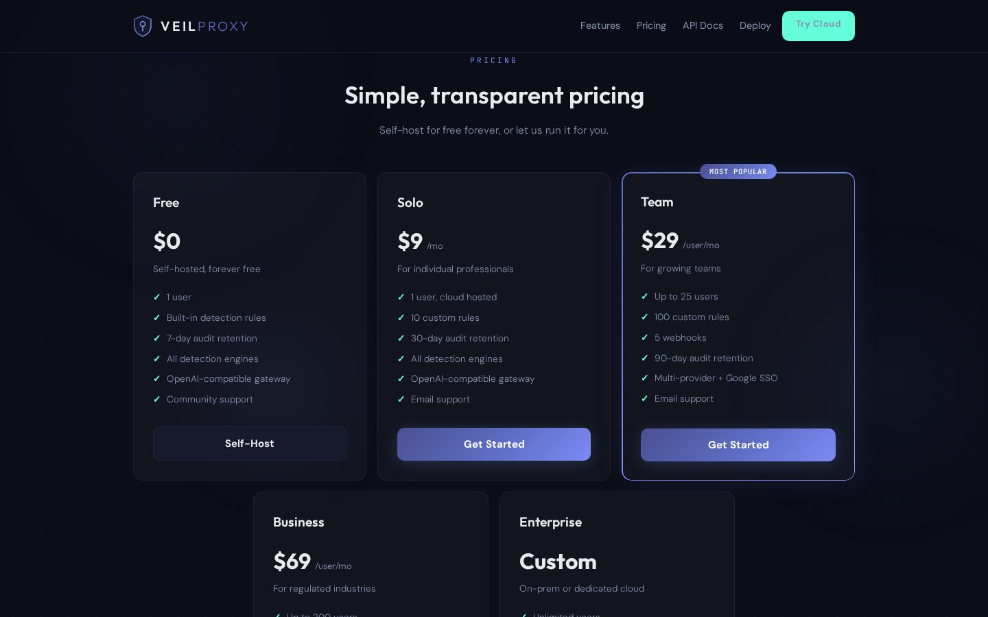 VeilProxy Pricing