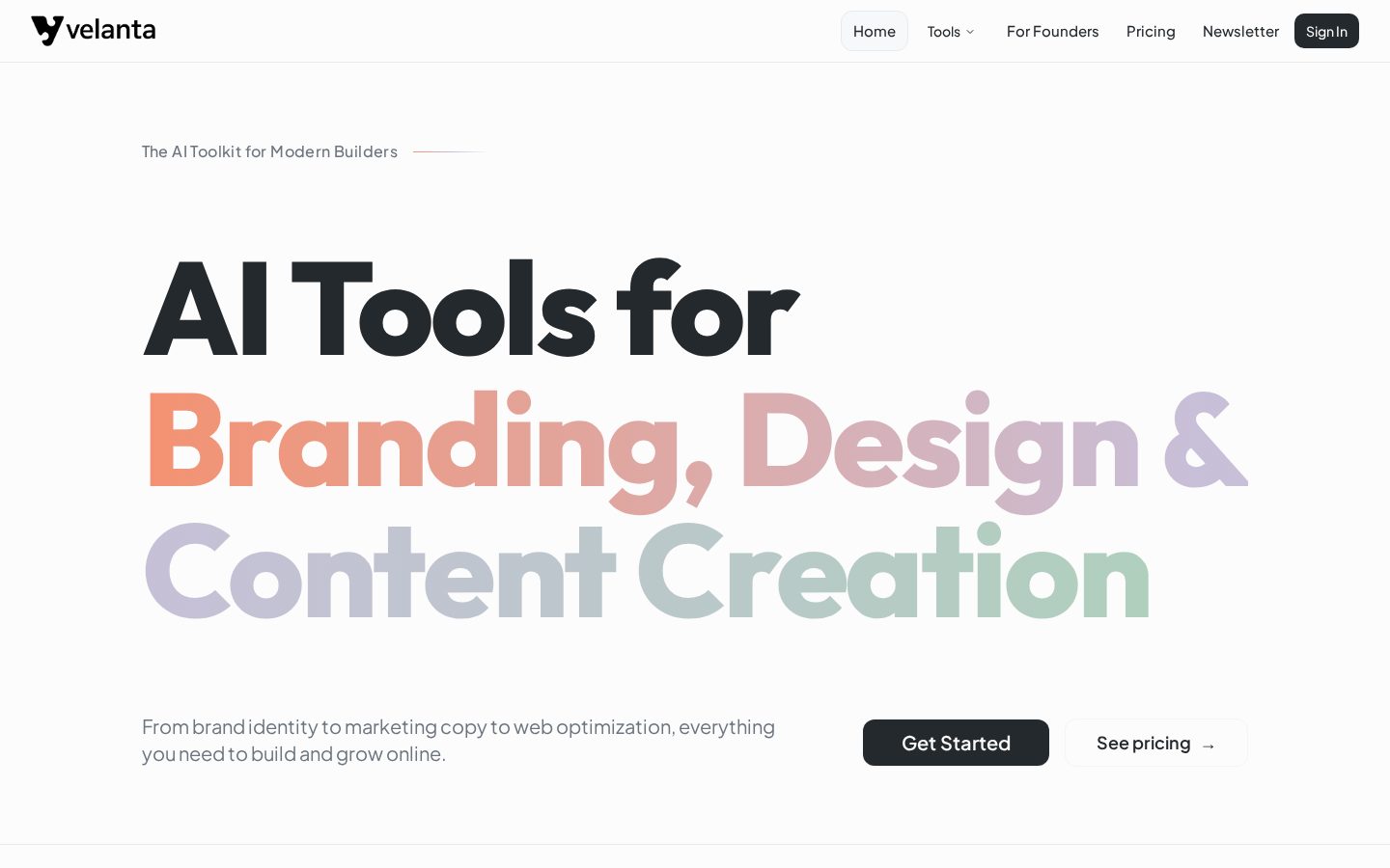 Velanta Homepage