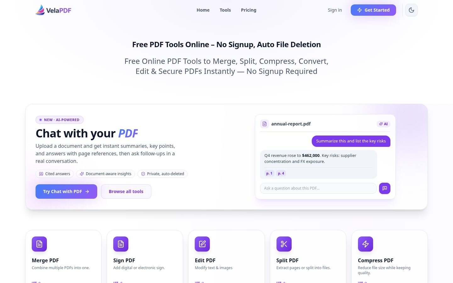 VelaPDF Homepage