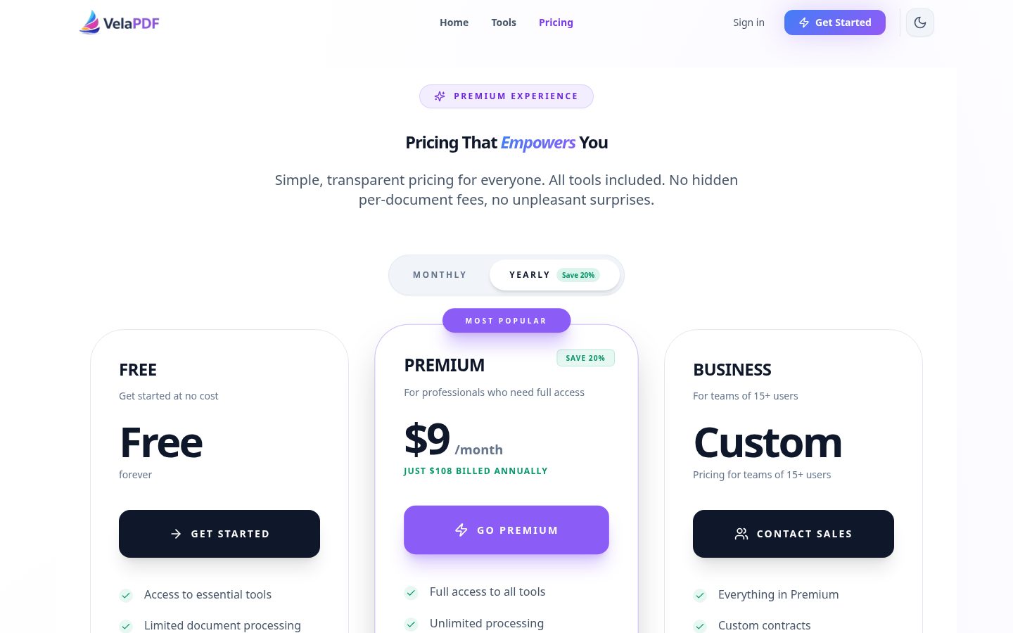 VelaPDF Pricing