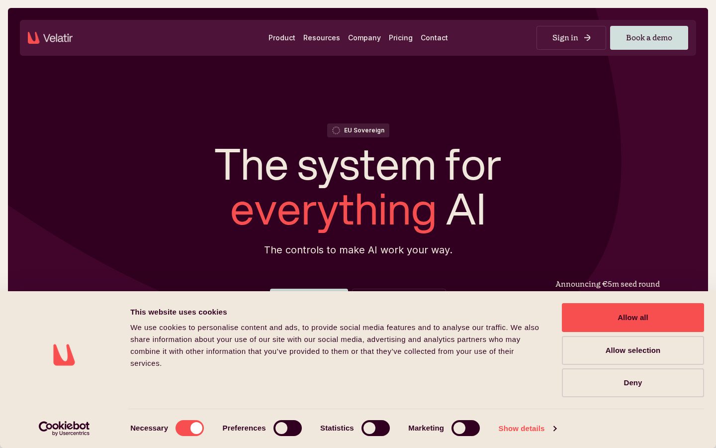 Velatir Homepage