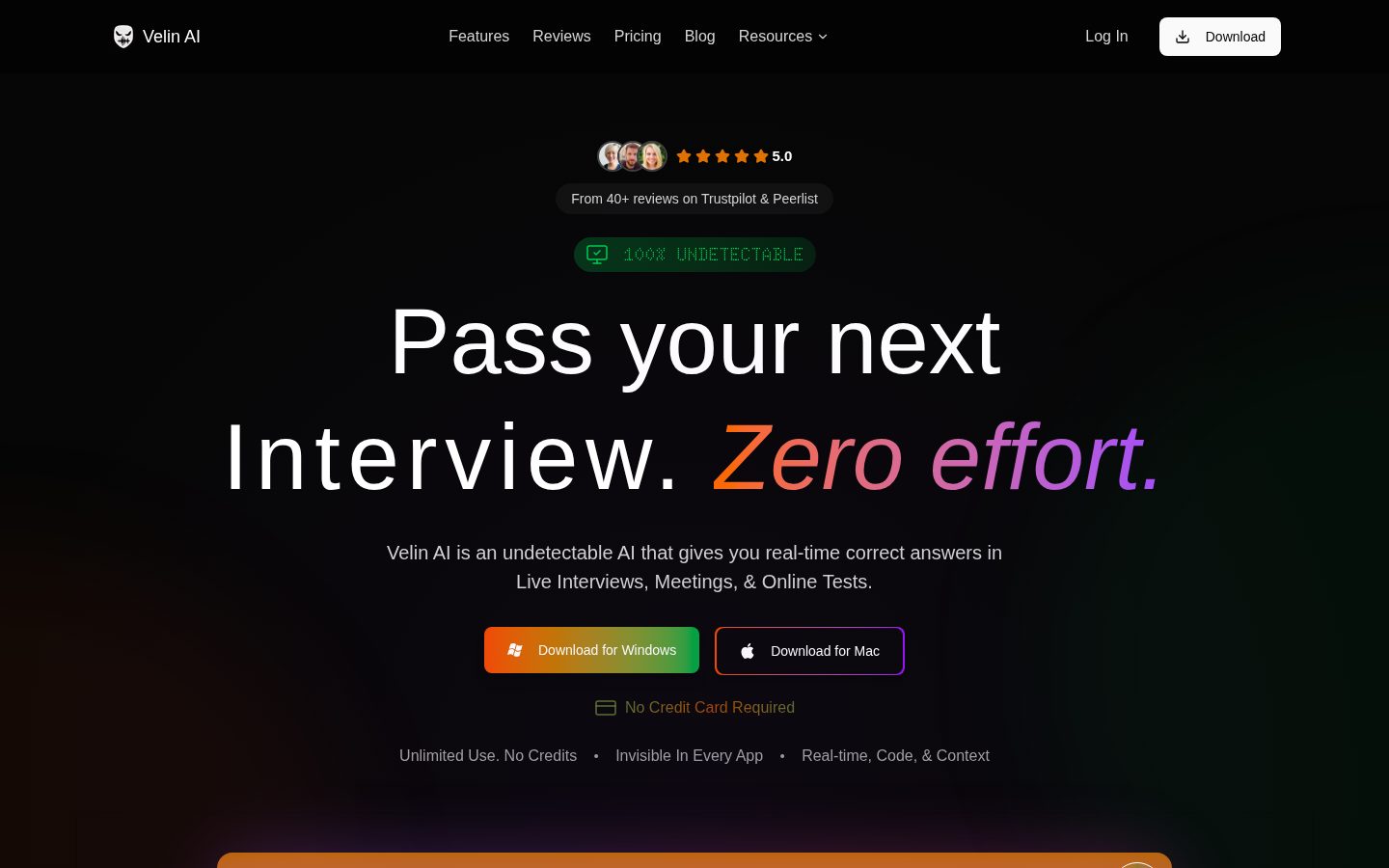 Velin AI Homepage