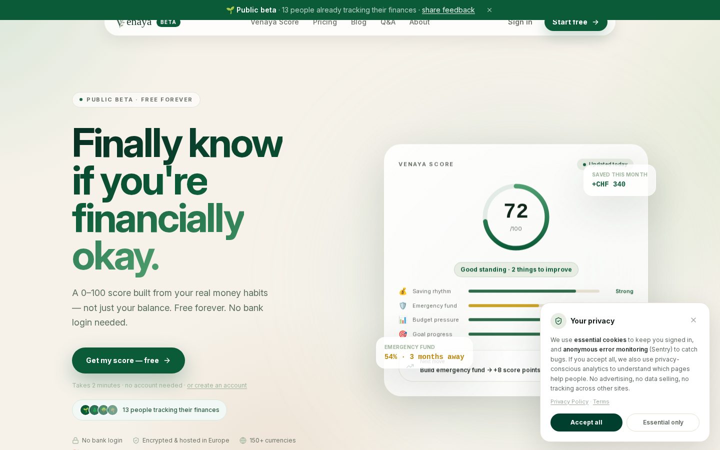 Venaya Homepage