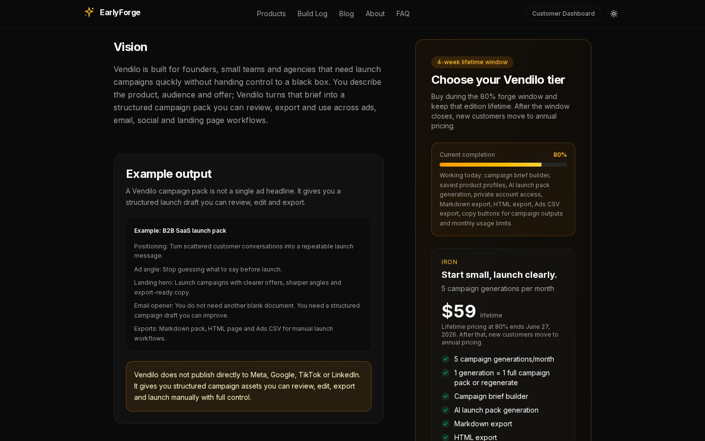Vendilo Pricing