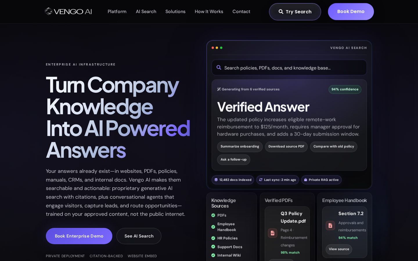 Vengo AI Homepage
