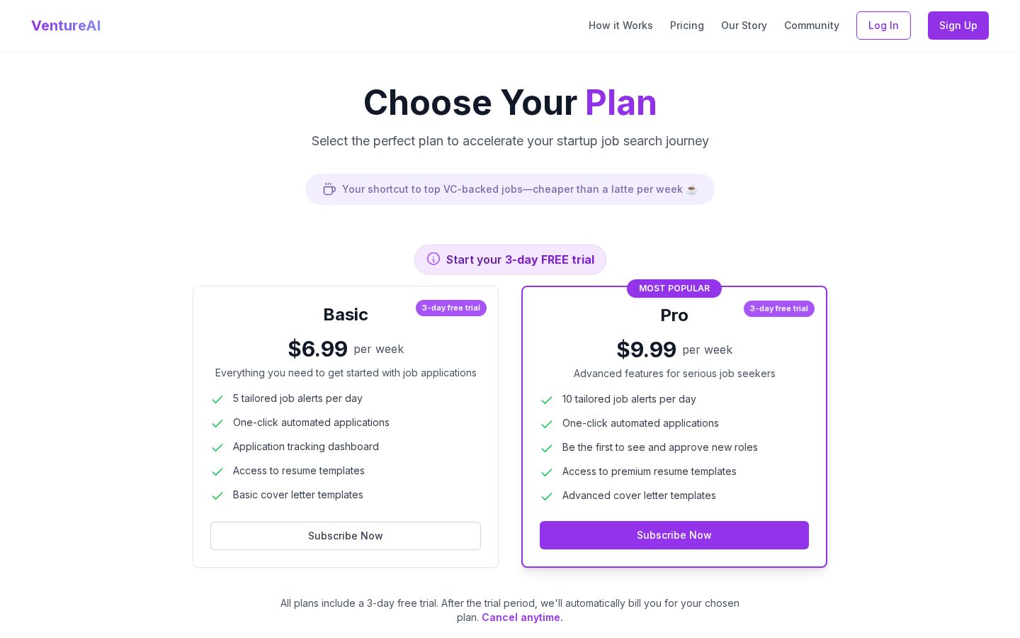 VentureAI Pricing