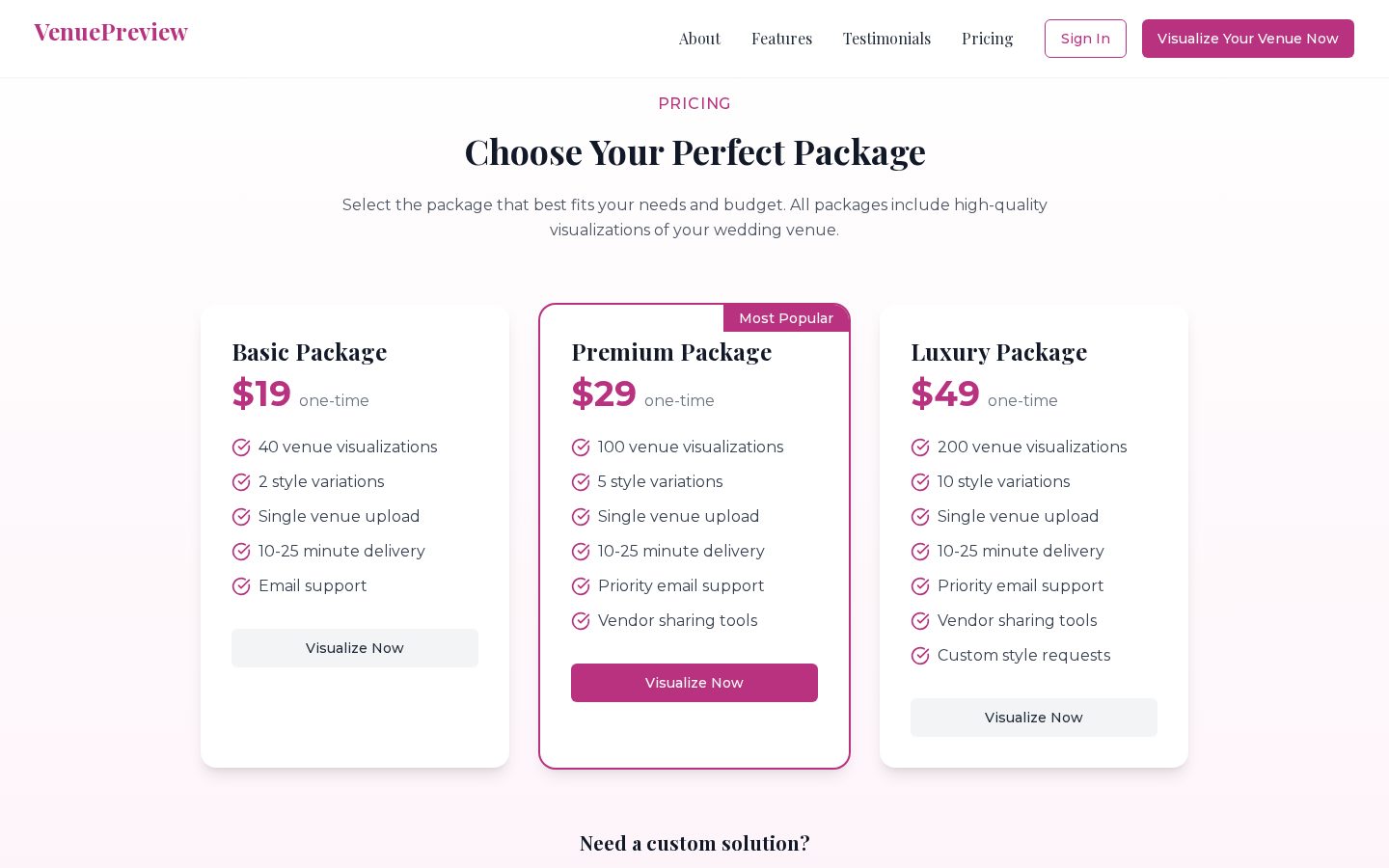 VenuePreview Pricing