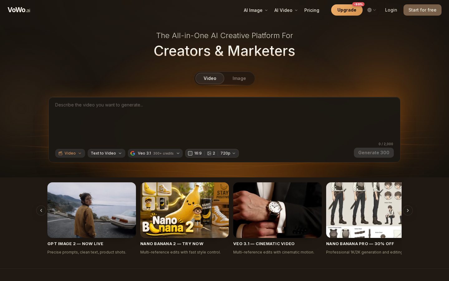VEO 3 Video Generator Homepage