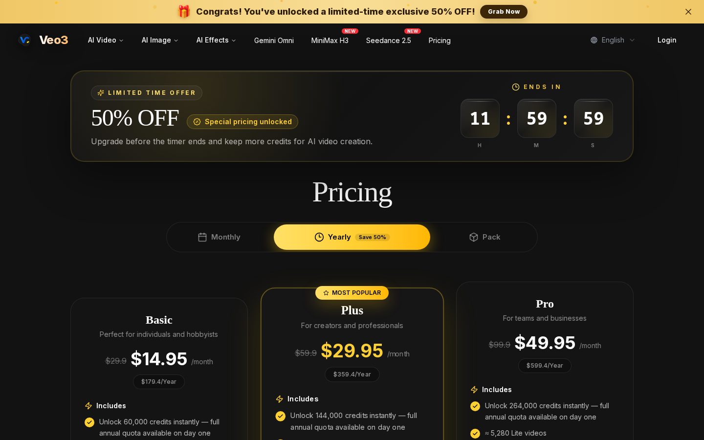 VEO 3.1 Video Generator Pricing