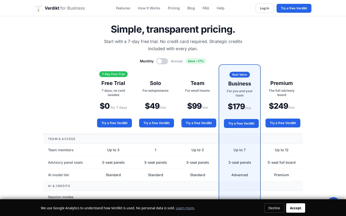 Verdikt Pricing