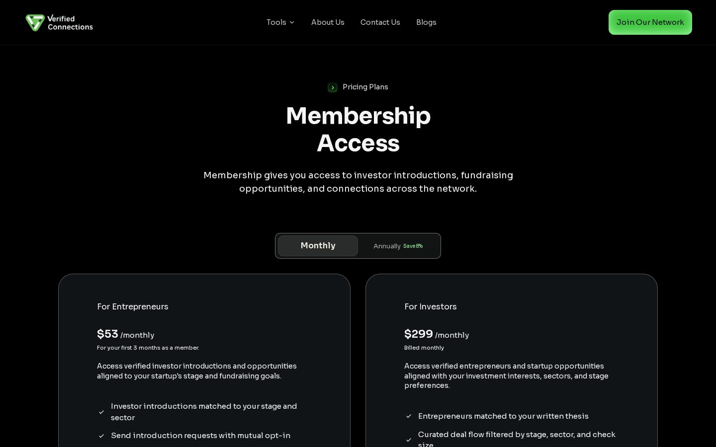 Verified Connections Pricing
