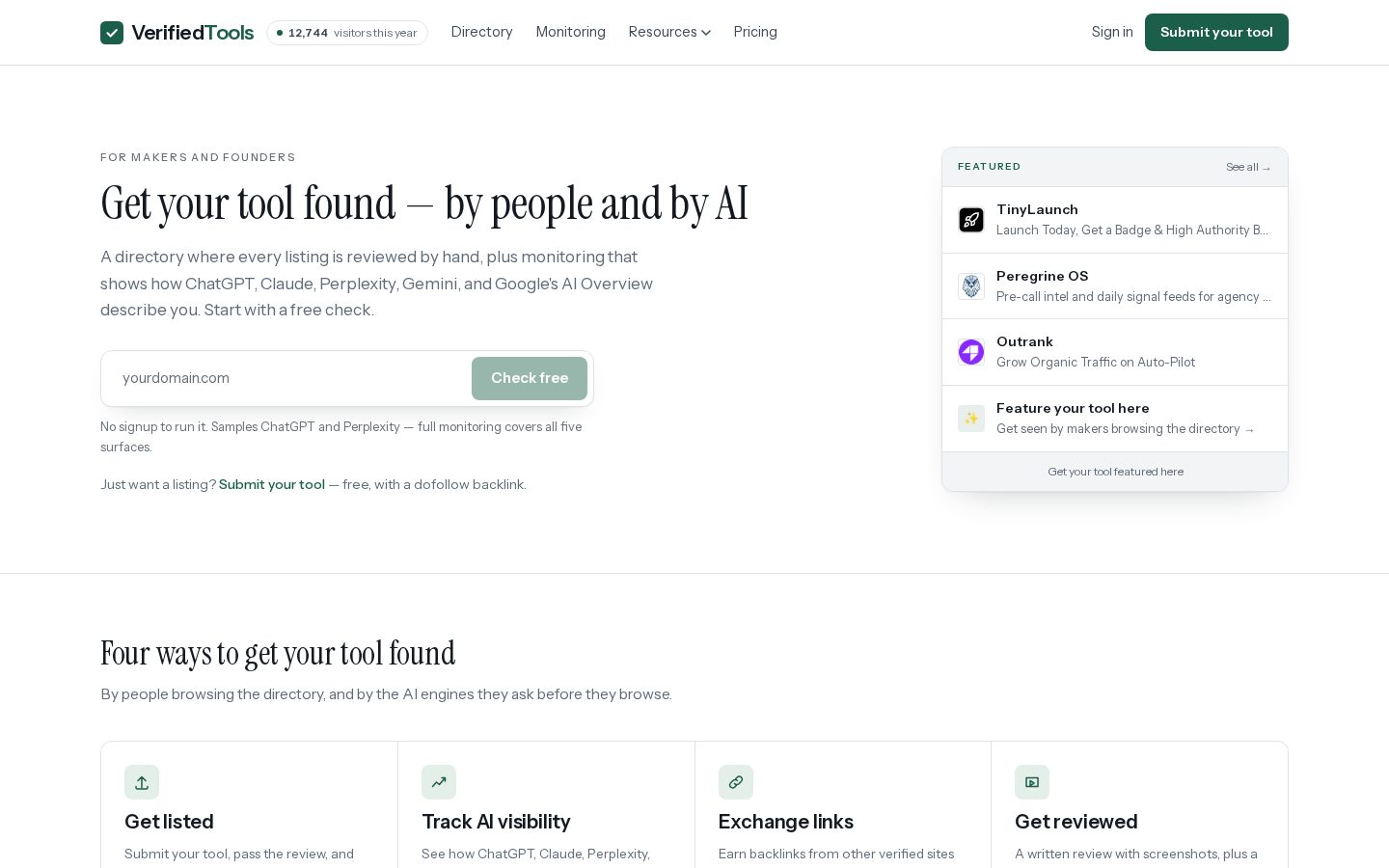 Verified Tools Homepage