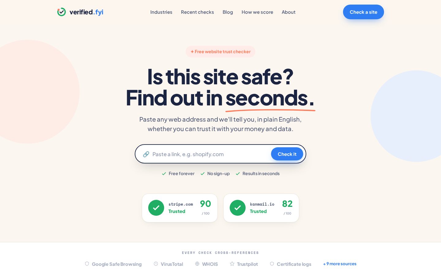 verified.fyi Homepage