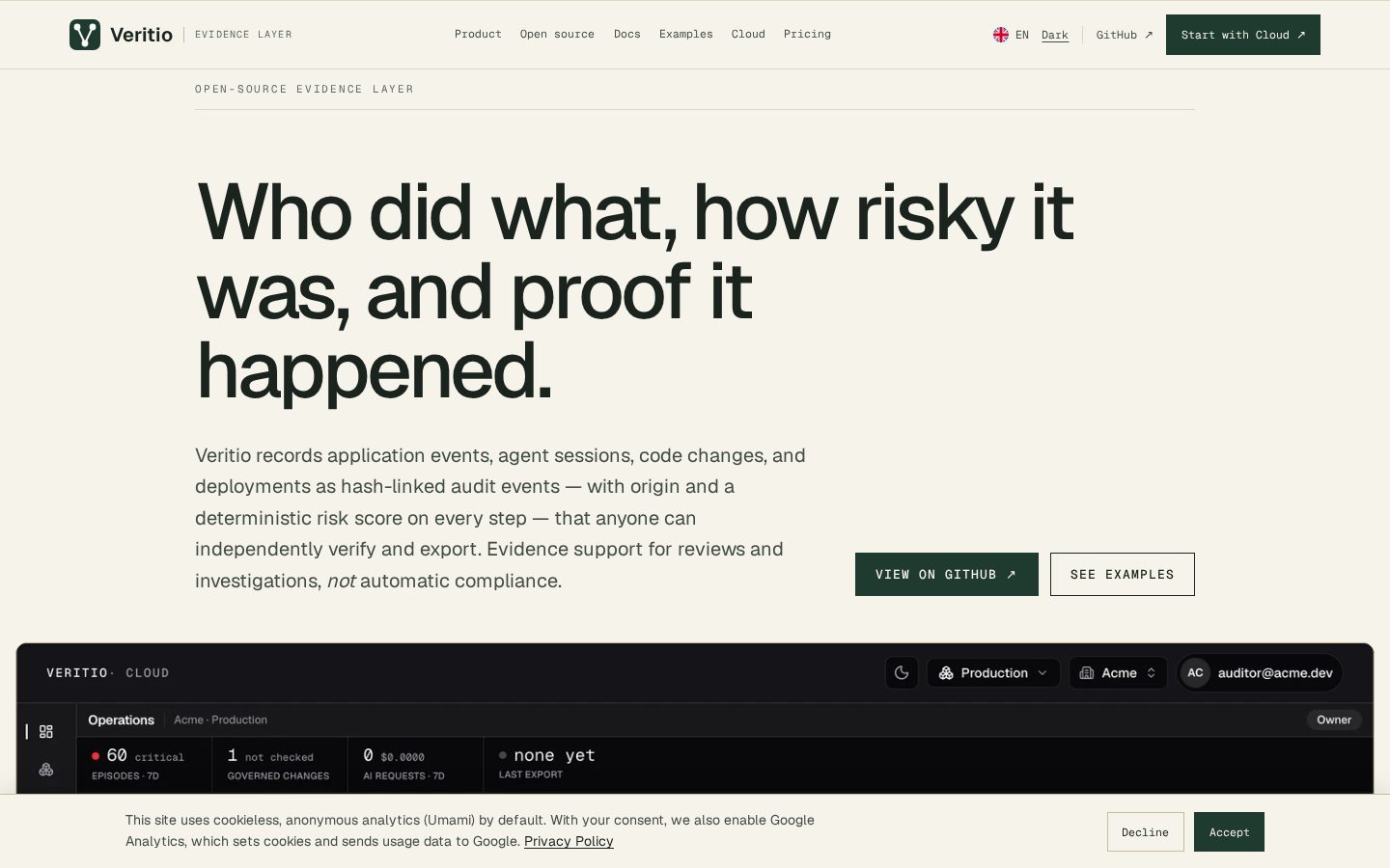 Veritio Homepage