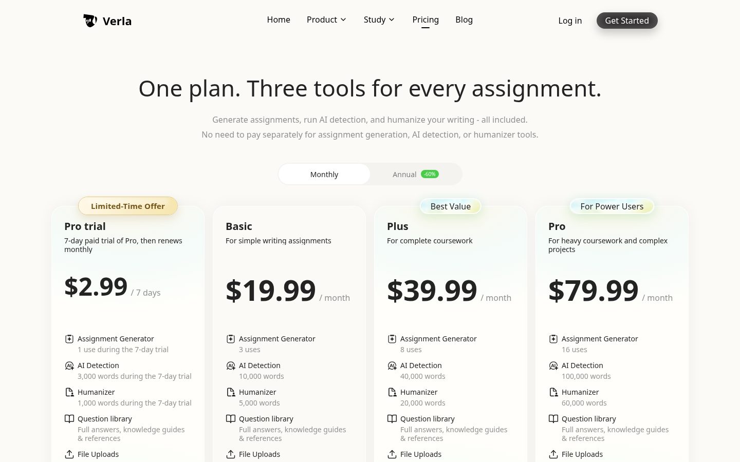 Verla AI Pricing