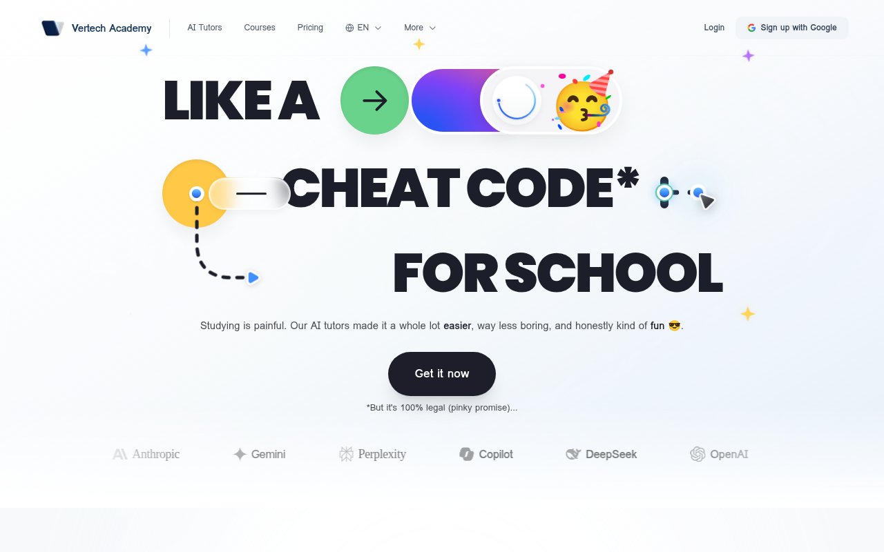 Vertech Academy homepage