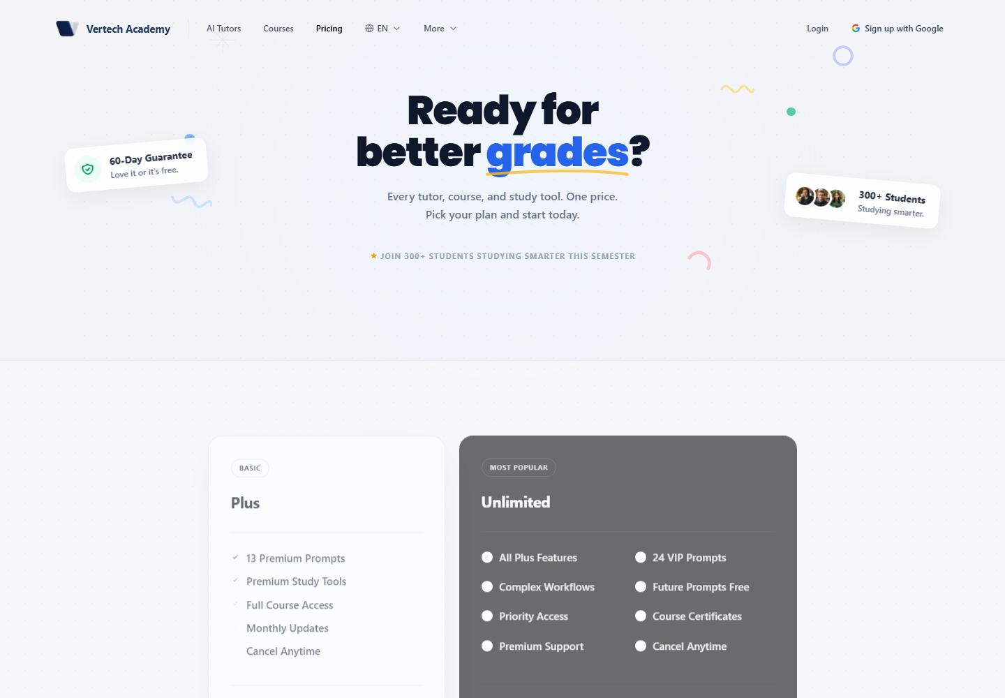 Vertech Academy pricing