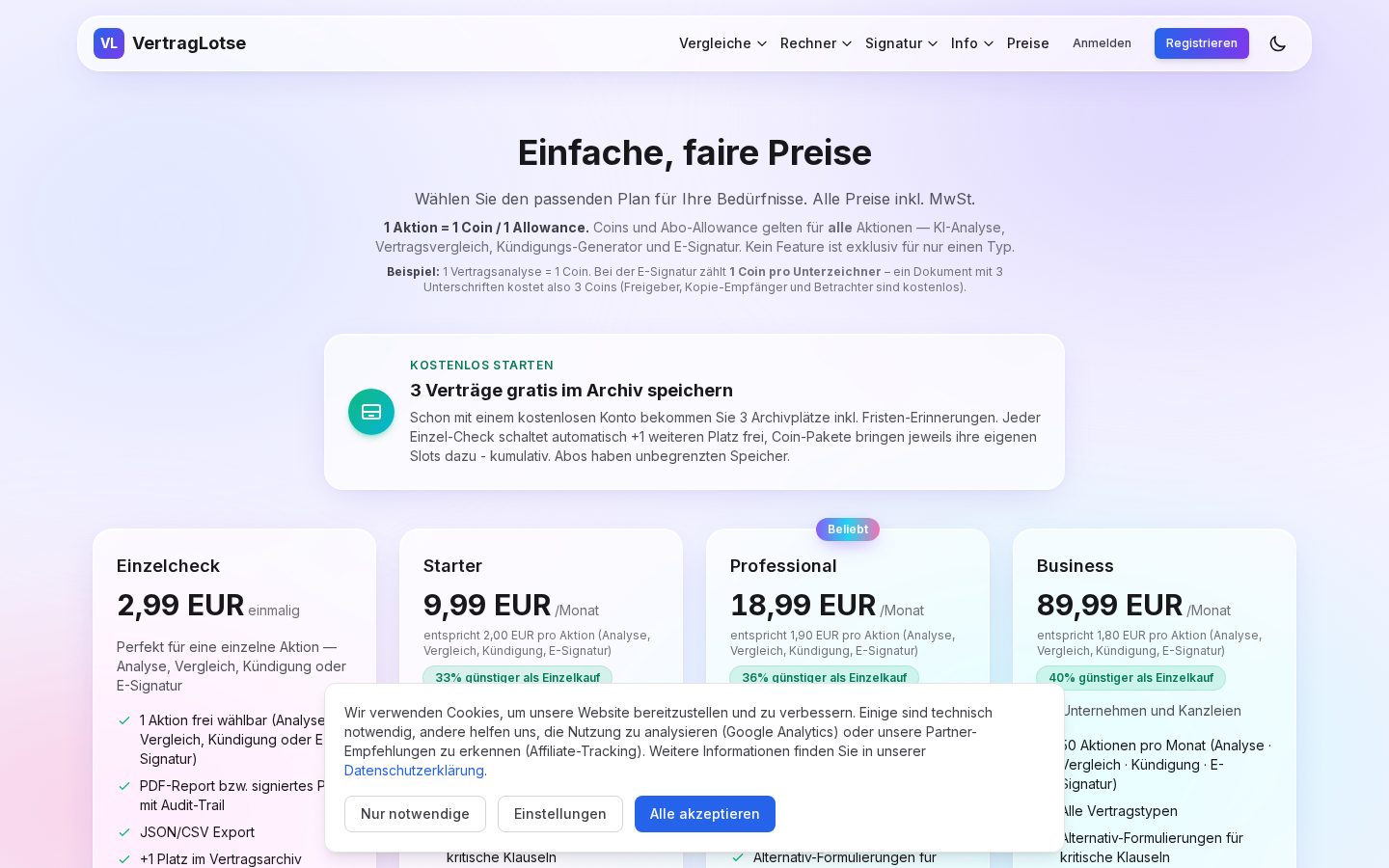 VertragLotse Pricing