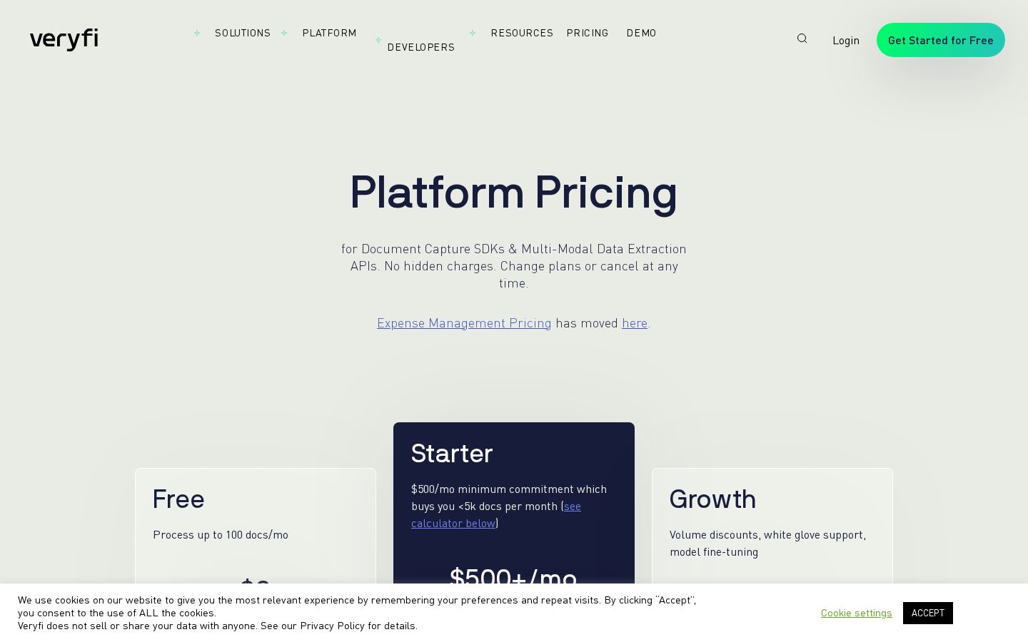 Veryfi Pricing