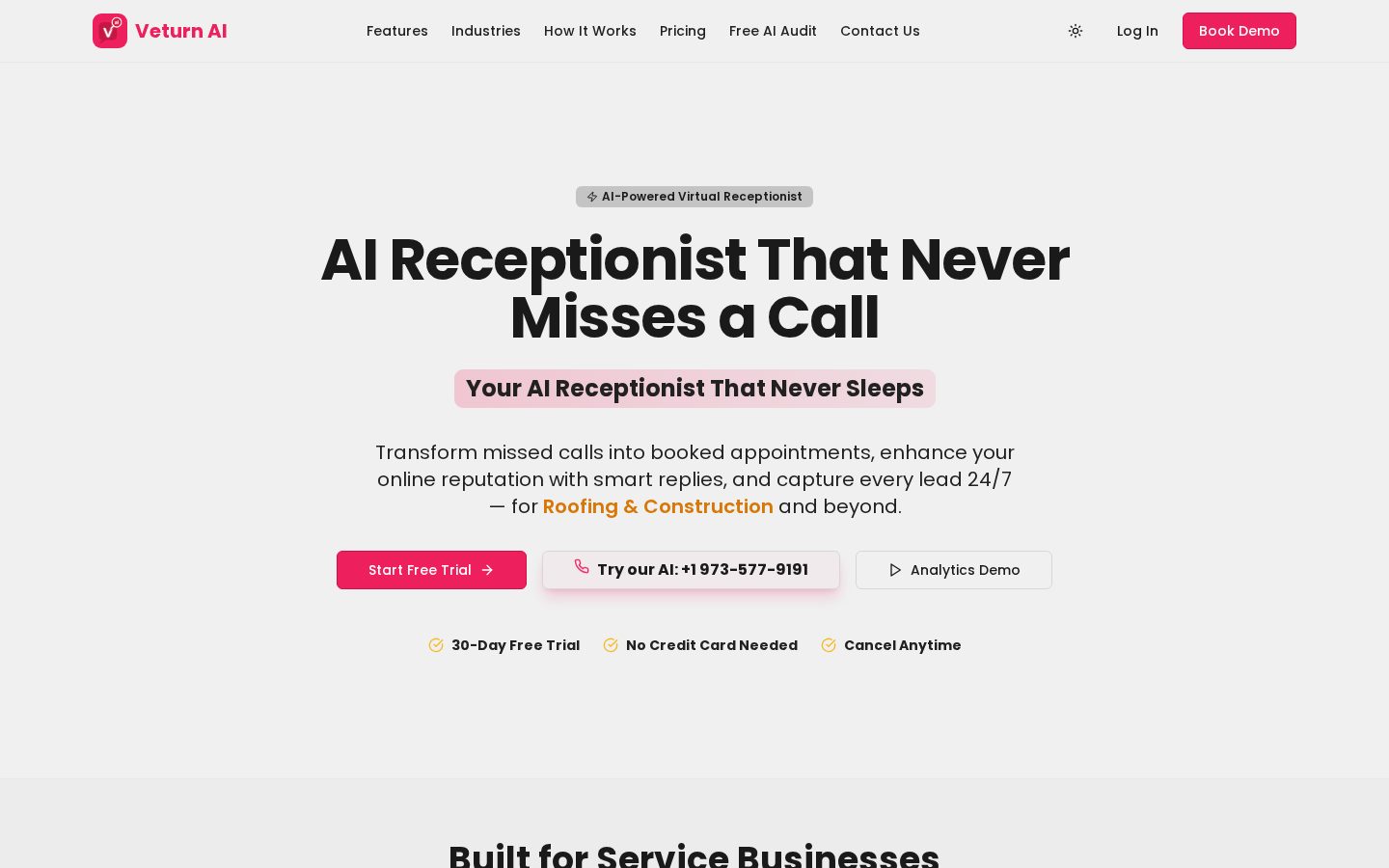 Veturn AI Homepage
