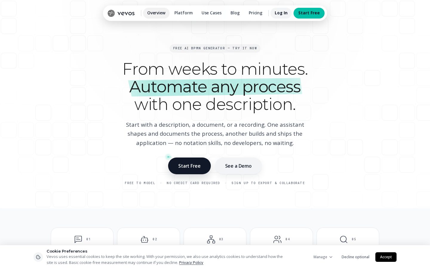 Vevos AI Homepage