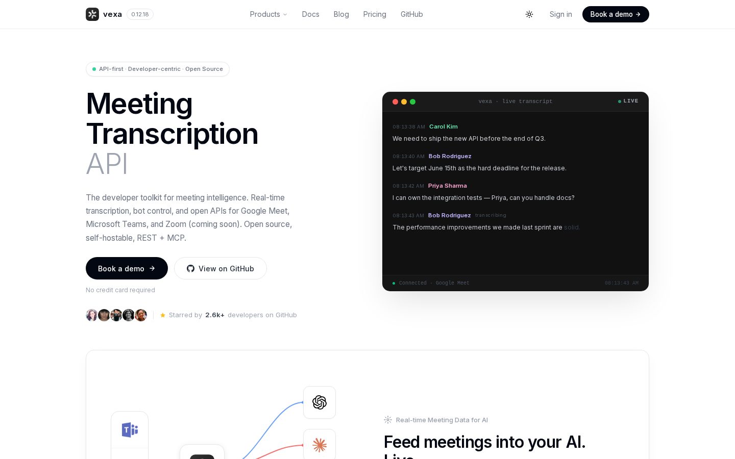 Vexa Ai Homepage
