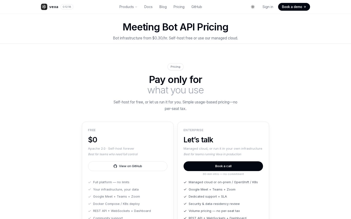 Vexa Ai Pricing