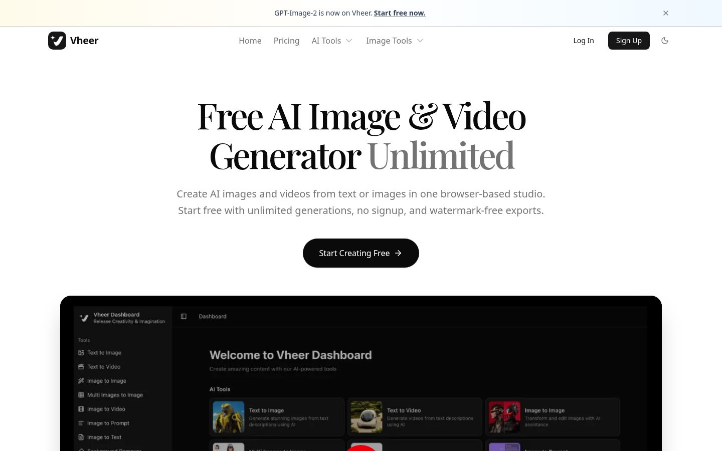 Vheer Homepage