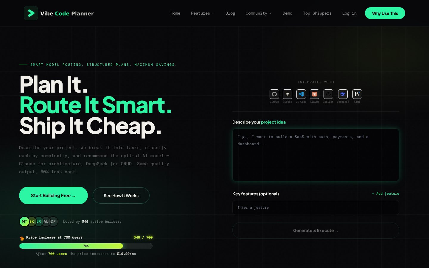 Vibe Code Planner Homepage
