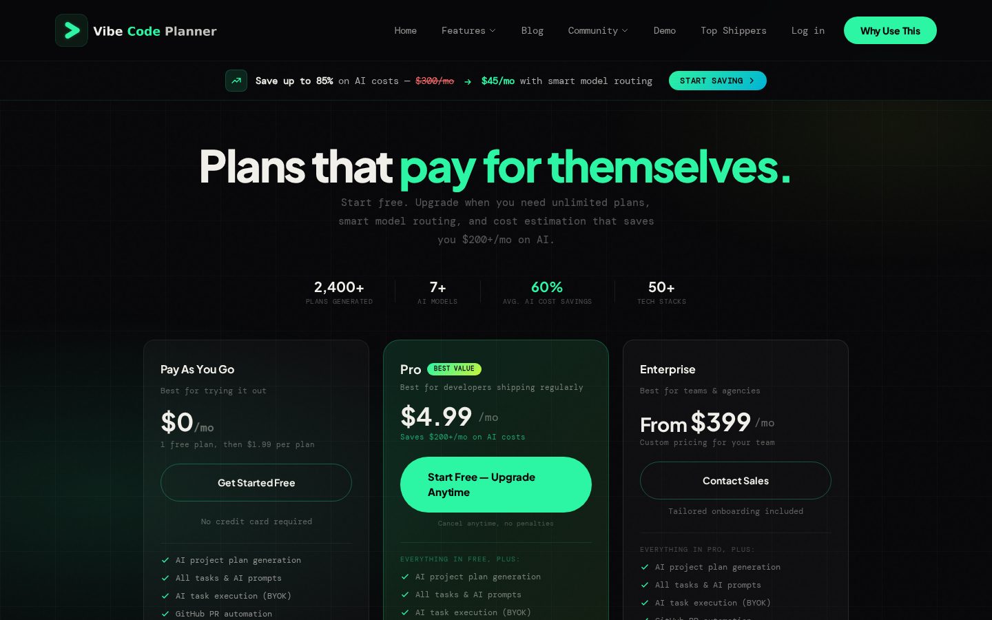 Vibe Code Planner Pricing