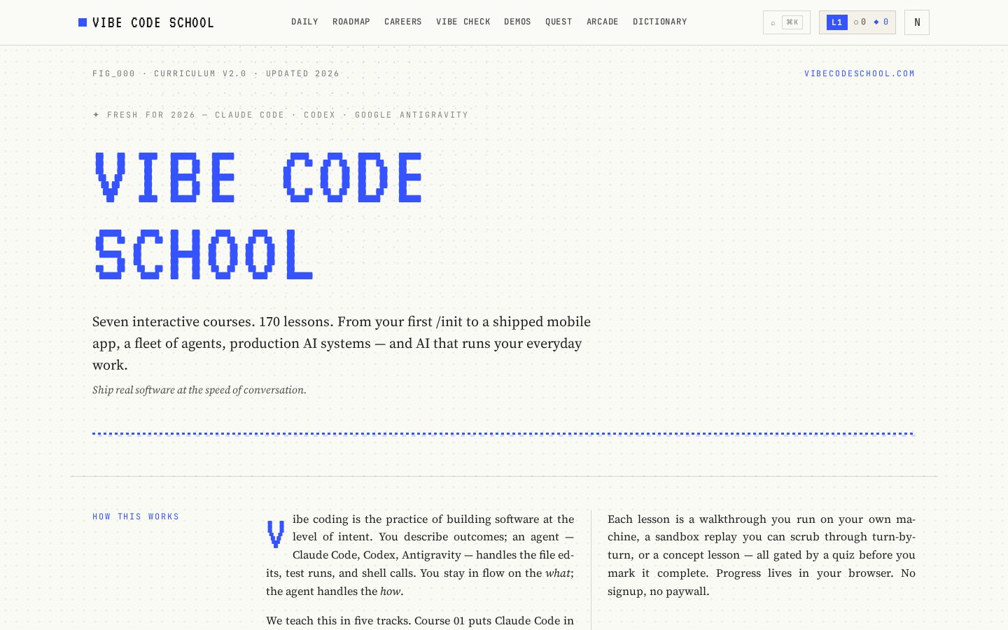 Vibe Code School Homepage