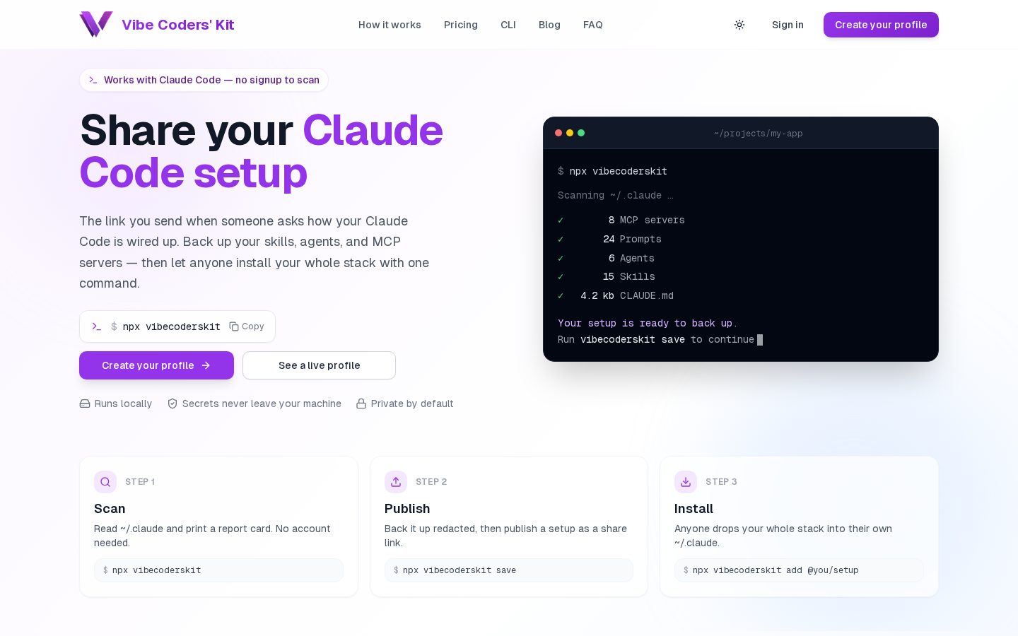 Vibe Coders Kit Homepage
