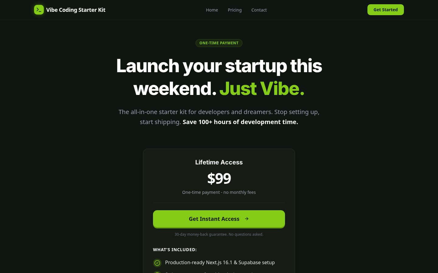 Vibe Coding Starter Kit Pricing