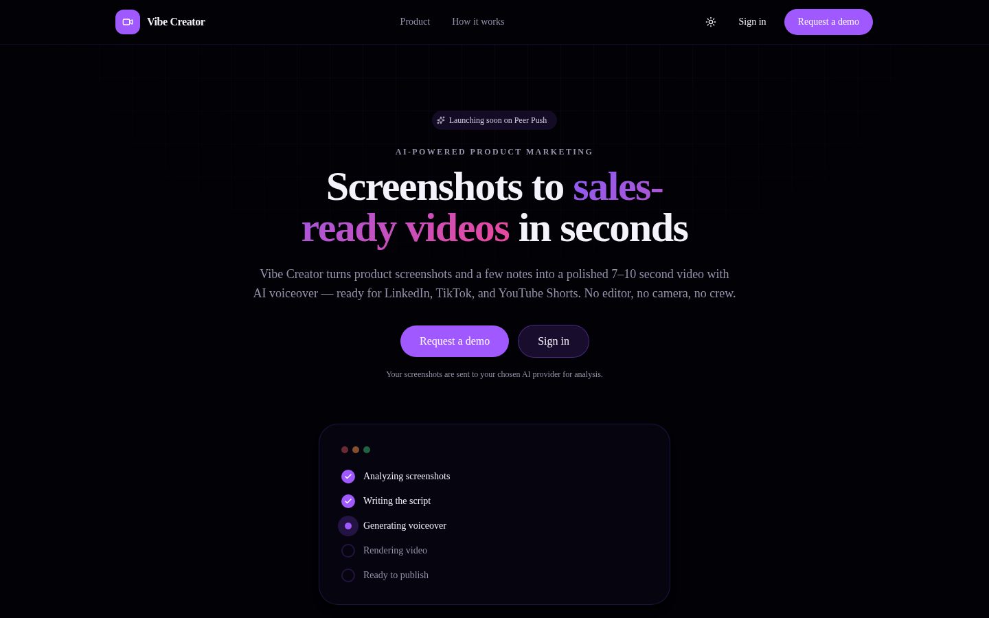 Vibe Creator Homepage